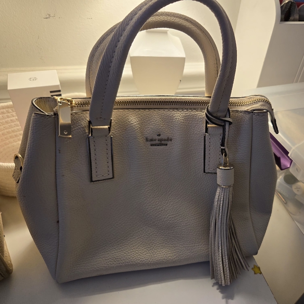 Kate Spade Light Gray Satchel with Tassel